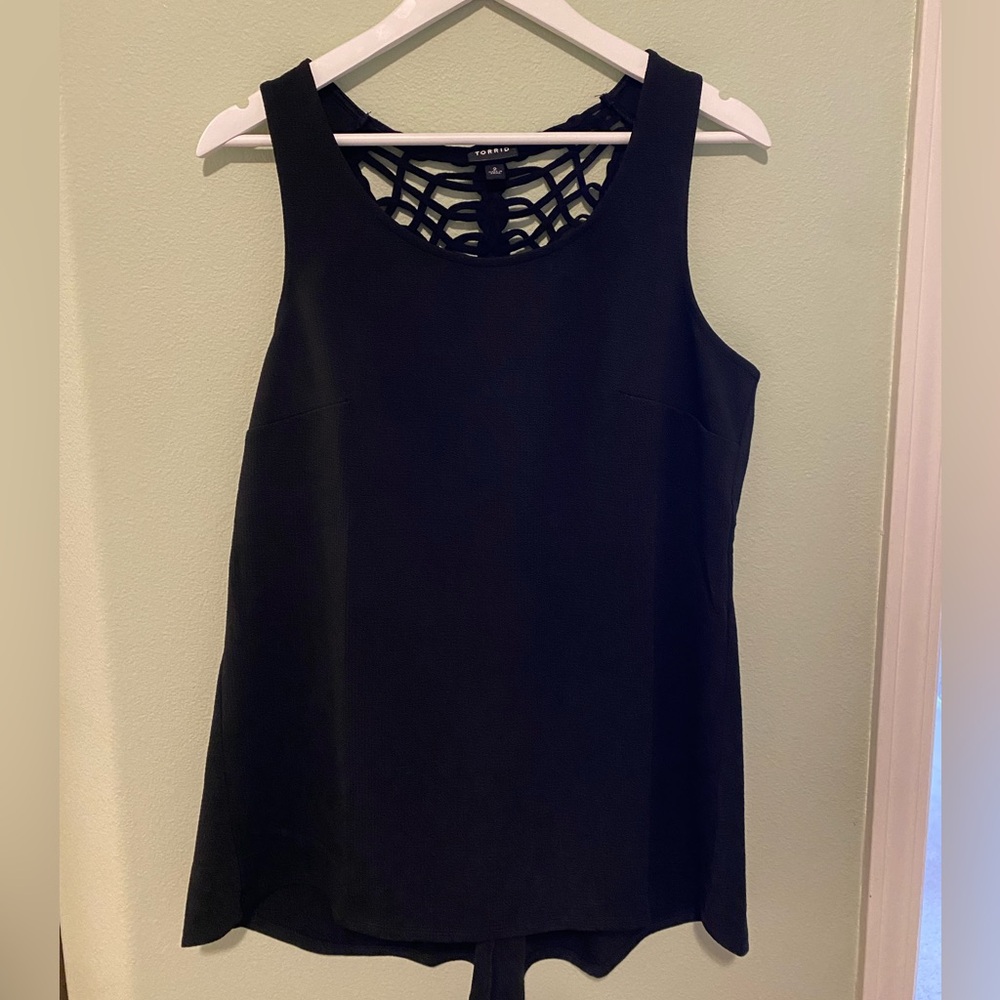 Torrid Black Tank Top with Lattice Back